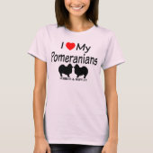 私は私の2つのポメラニア犬犬を愛する Tシャツ (正面)