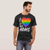 私は私の2つのママプライドLgbtフラグゲイレインボーモト大好き Tシャツ (正面フル)