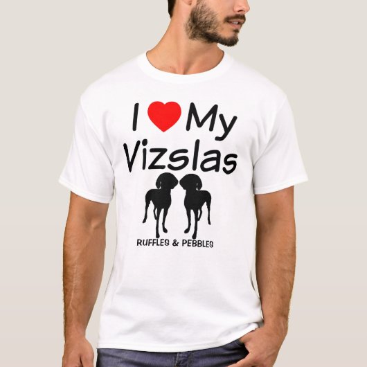 私は私の2つのVizsla犬が大好き Tシャツ (正面)