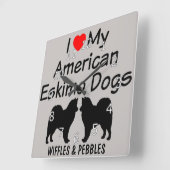 私は私の2匹のアメリカのエスキモー犬を愛します スクエア壁時計 (傾斜)
