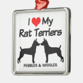私は私の2匹のネズミのテリア犬が大好き メタルオーナメント (左)