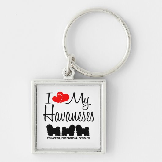 私は私の3つのハバネスのキーチェカスタムーンが大好き キーホルダー (正面)