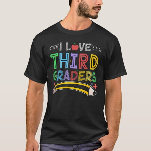 私は私の3年生新学期3年生Teが大好き Tシャツ (正面)