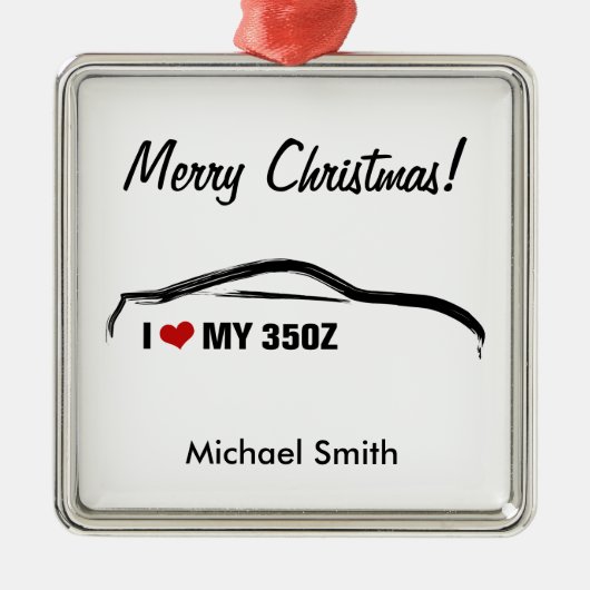 私は私の350zを愛します メタルオーナメント (正面)