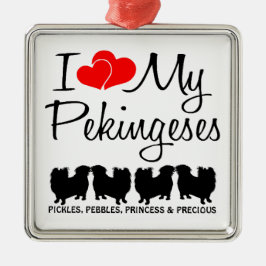 私は私の4つの北京の犬のオーナメント メタルオーナメント
