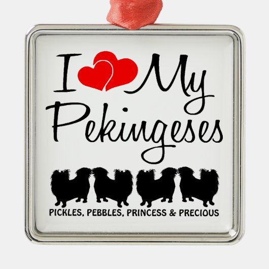 私は私の4つの北京の犬のオーナメント メタルオーナメント (正面)