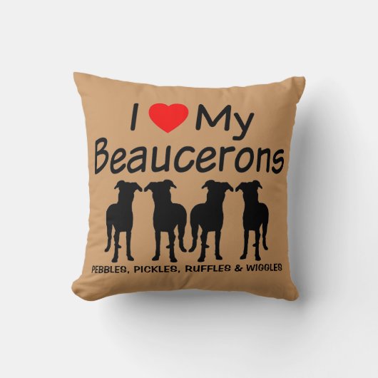 私は私の4匹のボーセロン犬が大好き クッション (正面)