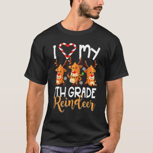 私は私の7年生トナカイ学生先生Chr大好き Tシャツ (正面)