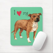 私は私の(犬)スタッフォードブルテリアが大好き マウスパッド (マウス)