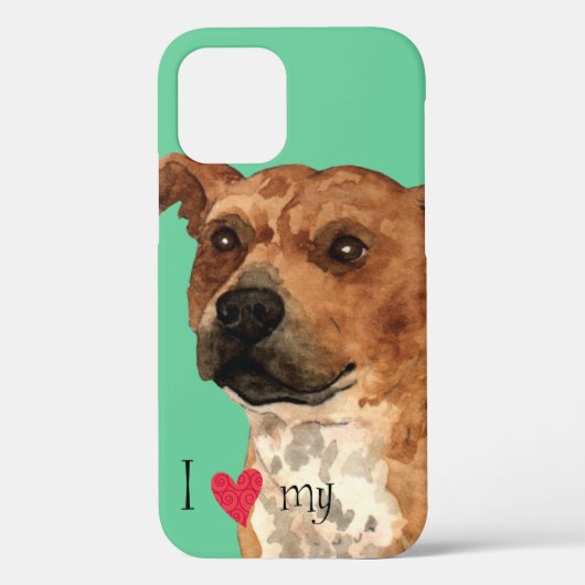 私は私の(犬)スタッフォードブルテリアが大好き Case-Mate iPhoneケース (裏面)