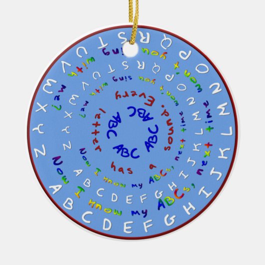 私は私のABCラウンドオーナメントを知っている セラミックオーナメント (正面)