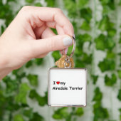 私は私のAiredale Terrierが大好き キーホルダー (手)