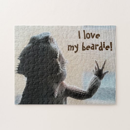 私は私のbeardieのおもしろいの髭があるドラゴンを愛します ジグソーパズル (横)