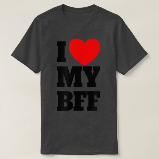 私は私のBFF赤いハート最高の友人を永遠に愛 Tシャツ (デザイン正面)