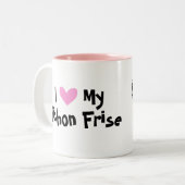 私は私のBichon Friseを愛します ツートーンマグカップ (正面左)