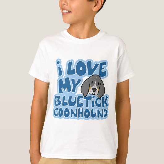 私は私のBluetickのCoonhoundの子供のTシャツを愛します Tシャツ (正面)