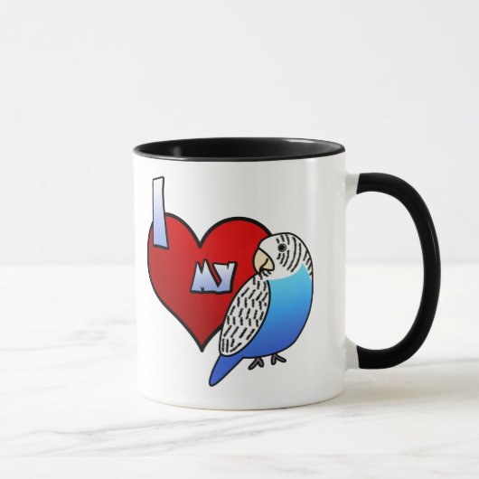 私は私のBudgieを愛します マグカップ (右)