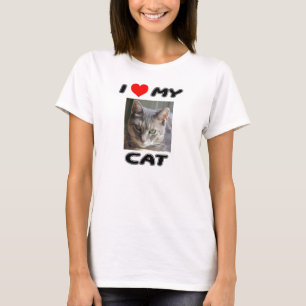 私は私のCATを-あなた自身の写真を加えて下さい- Tシャツ愛します Tシャツ