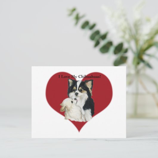 「私は私のChhihuahua大好き」ドッグアートポストカード ポストカード (スタンド正面)