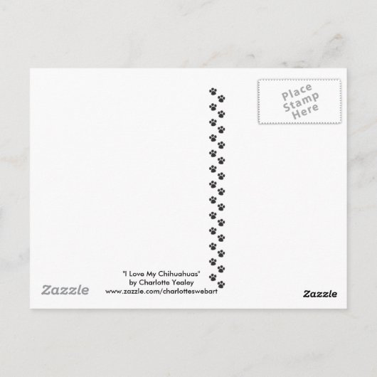 「私は私のChhihuahua大好き」ドッグアートポストカード ポストカード (裏面)