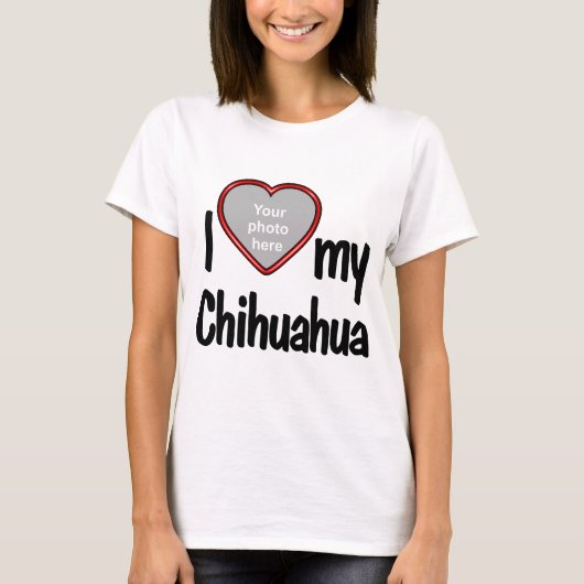 私は私のChihuahuaかわいい赤いハートフォトフレームが大好き Tシャツ (正面)