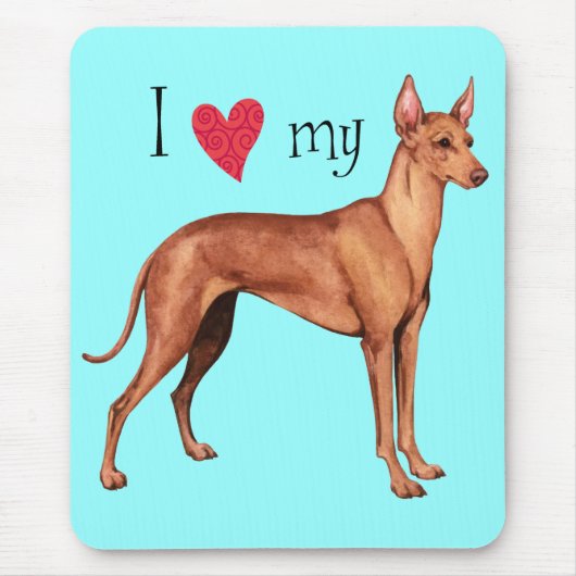 私は私のCirneco dell'Etnaが大好き マウスパッド (正面)