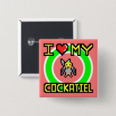 私は私のCockatielを愛します 缶バッジ (正面&裏面)