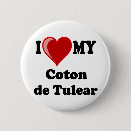 私は私のCoton De Tulear Dogを愛します 缶バッジ (正面)