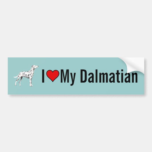 私は私のDalmatian犬のバンパーステッカーを愛します バンパーステッカー (正面)