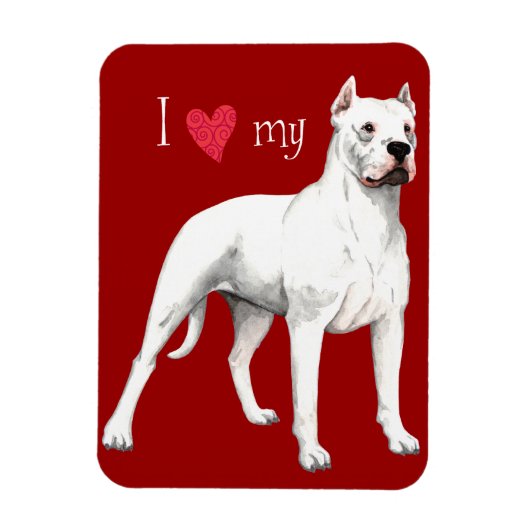 私は私のDogo Argentinoが大好き マグネット (縦)
