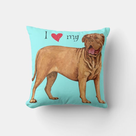 私は私のDogue de Bordeauxを愛します クッション (正面)