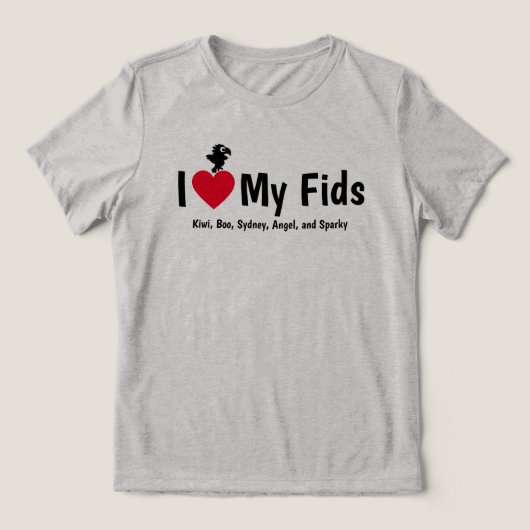 私は私のFids羽毛の子供のオウムが大好き トライブレンドＴシャツ (デザイン正面)