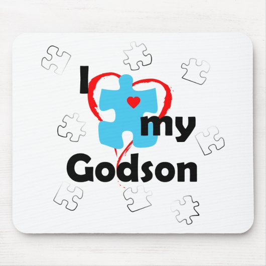 私は私のGodson -自閉症--を愛します マウスパッド (正面)