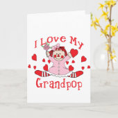 私は私のGrandpopの縫いぐるみ人形及びハートを愛します カード (黄色い花)