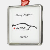 私は私のGTRクリスマスのオーナメントを愛します メタルオーナメント (左)