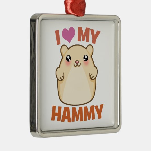 私は私のHammyハムスターの休日のオーナメントを愛します メタルオーナメント (右)