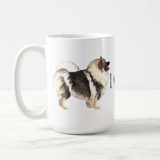 私は私のKeeshondを愛します コーヒーマグカップ (左)