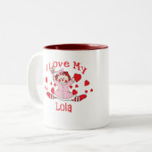 私は私のLolaの縫いぐるみ人形及びハートを愛します ツートーンマグカップ (正面左)