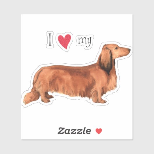 私は私のLonghed Dachshundビニールのステッカーが大好き シール (シート)
