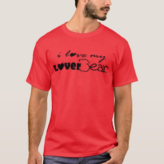 私は私のLoverBearを愛します--赤の黒 Tシャツ (正面)