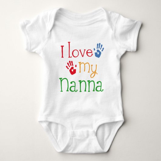 私は私のNanna Handprintsを愛します ベビーボディスーツ (正面)