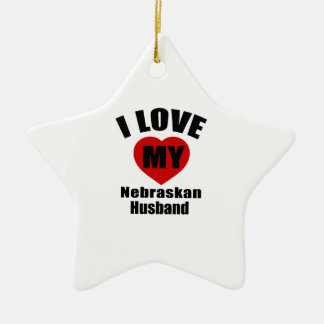 私は私のNebraskanの夫を愛します セラミックオーナメント