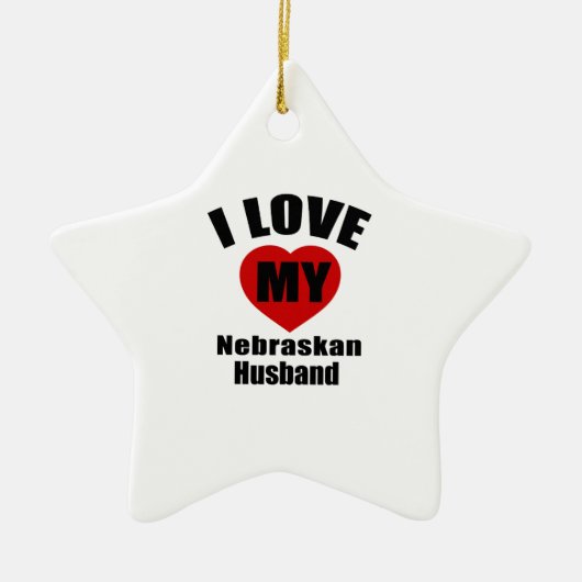 私は私のNebraskanの夫を愛します セラミックオーナメント (正面)
