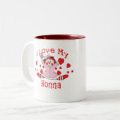 私は私のNonnaの縫いぐるみ人形及びハートを愛します ツートーンマグカップ (正面左)