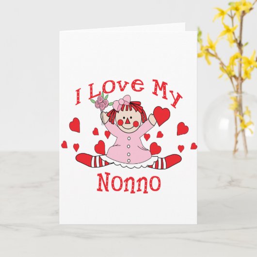 私は私のNonnoの縫いぐるみ人形及びハートを愛します カード (黄色い花)