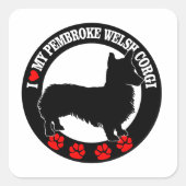 私は私のPembrokeウェルシュコーギースクエアのステッカーが大好き スクエアシール (正面)