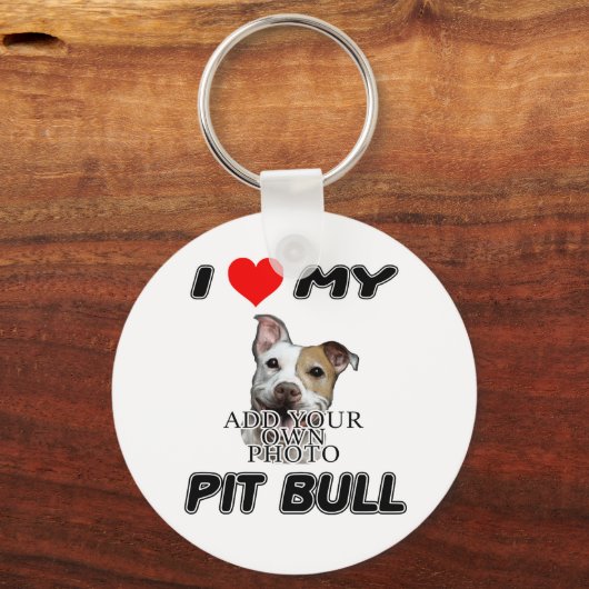 私は私のPIT牛が大好き – 自分の写真を追加 – KEYCHAIN キーホルダー (正面)