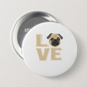 私は私のPugの贈り物を愛する愛Pug愛好家Pug 缶バッジ (正面&裏面)