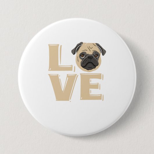 私は私のPugの贈り物を愛する愛Pug愛好家Pug 缶バッジ (正面)