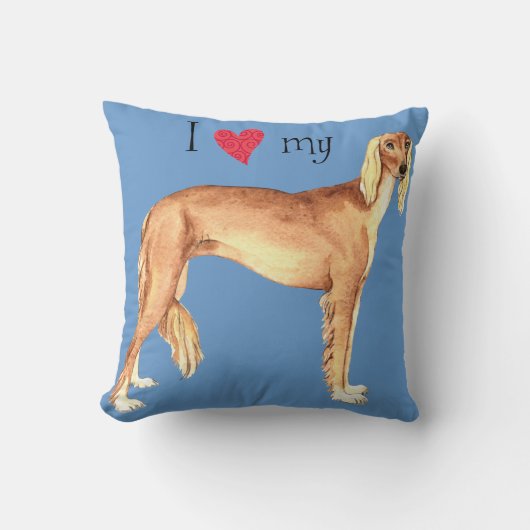 私は私のSalukiを愛します クッション (正面)